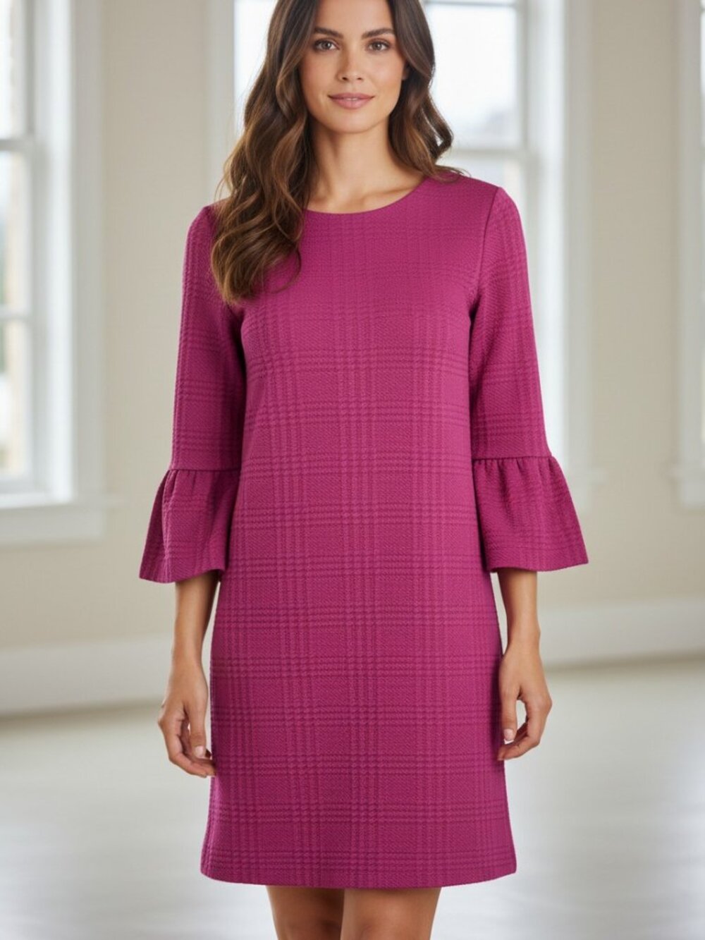Banana Republic Wine Color Bell Sleeve Dress (Size XS)